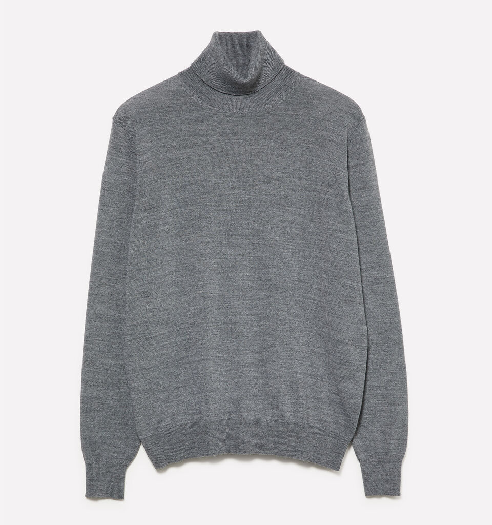 Dunkelgrauer Melange-Pullover mit hohem Kragen - pullover hoher kragen für herren - Grau | Sisley image number 1